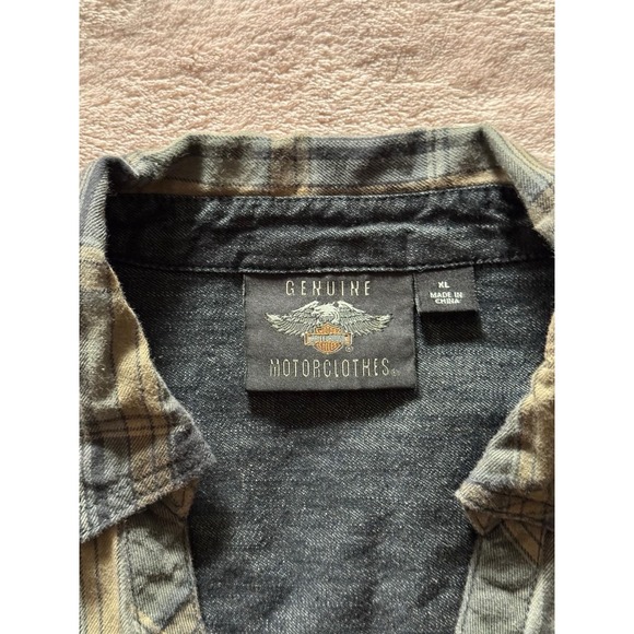 Harley-Davidson Women's Denim Cotton Accent Plaid Long Sleeve Shirt Size XL - Picture 4 of 9